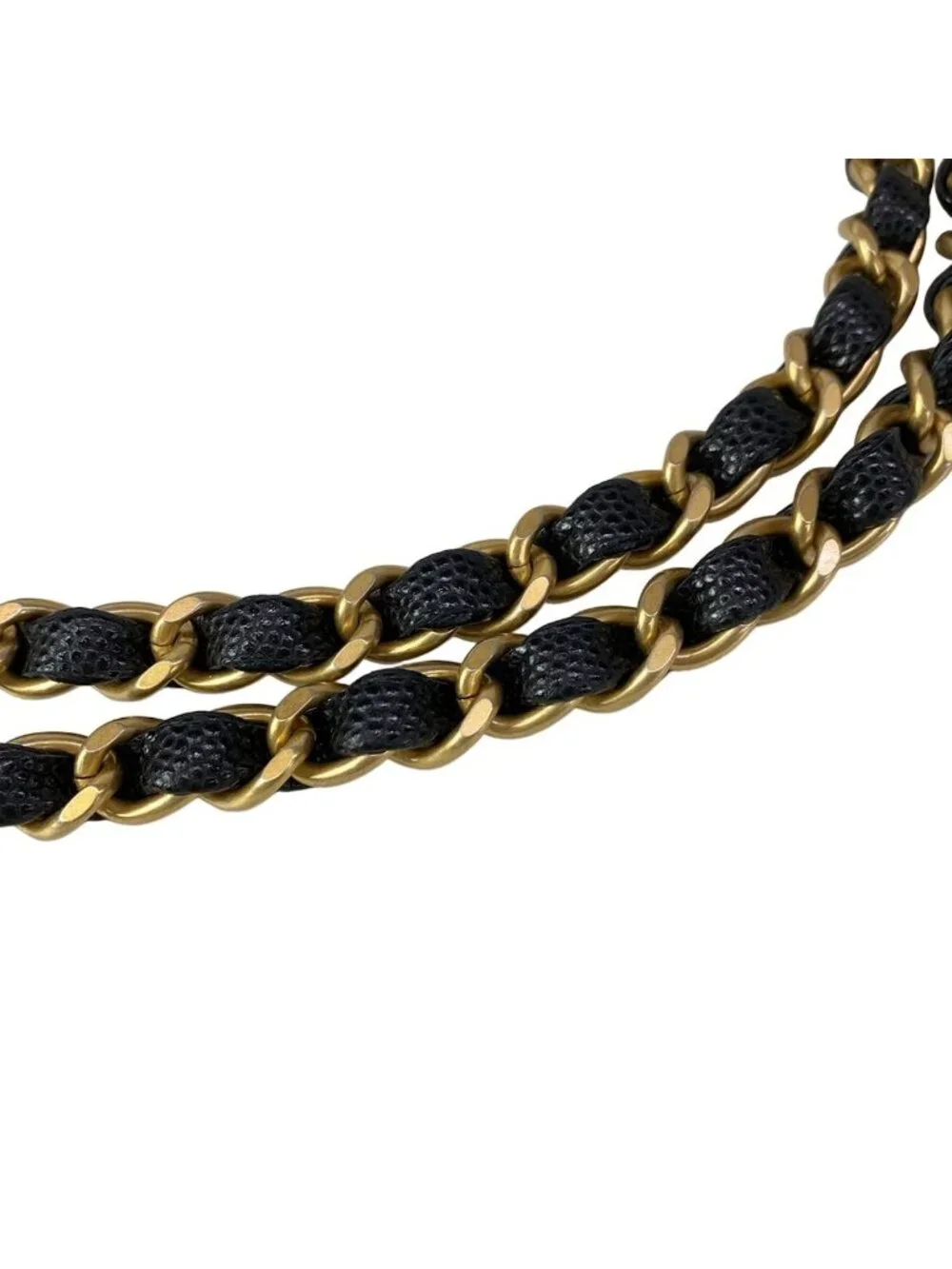 Chanel Shoulder Bag Quilted Black Metal Chain Double Pocket Matte Togo